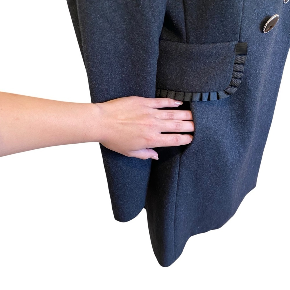 Betsey Johnson Wool Longline Coat In Dark Grey Size 8 - Picture 5 of 12